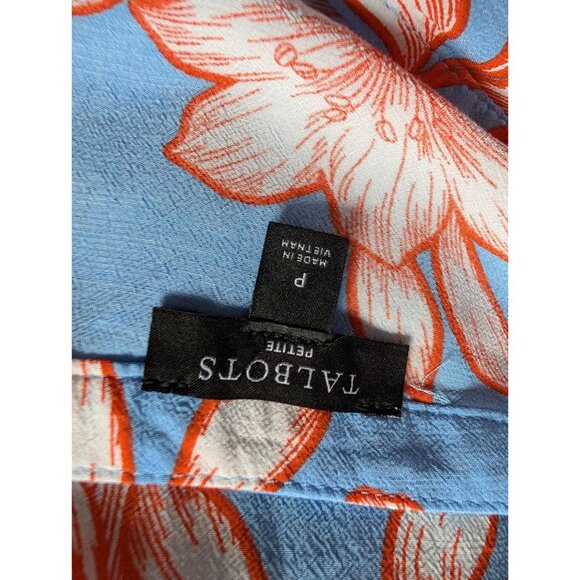Talbots Womens Petite Floral Print Top P Viscose Blue & Orange - Picture 5 of 8